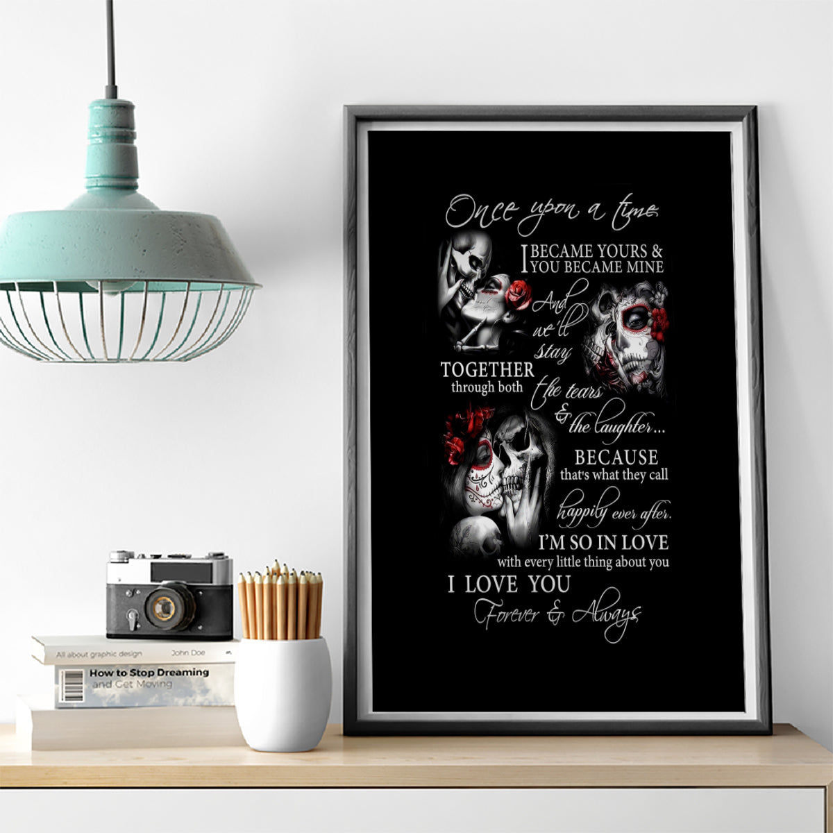 Love Skull Canvas Wall Art Once Upon A Time I Love You Forever And Always - Wonder Print Shop