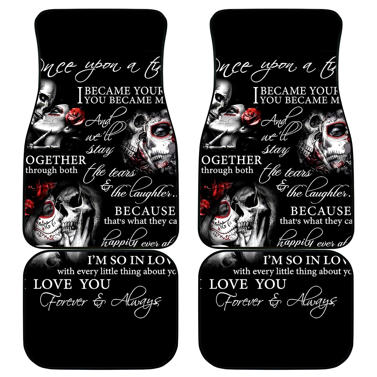 Love Skull Car Mats Once Upon A Time I Love You Forever And Always - Wonder Print Shop