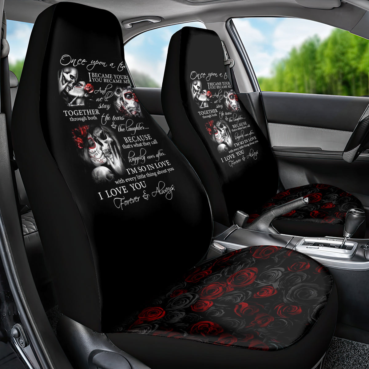 Love Skull Car Seat Cover Once Upon A Time I Love You Forever And Always - Wonder Print Shop