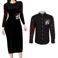 Love Skull Couples Matching Long Sleeve Bodycon Dress and Long Sleeve Button Shirts Once Upon A Time I Love You Forever And Always - Wonder Print Shop