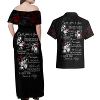 Love Skull Couples Matching Off Shoulder Maxi Dress and Hawaiian Shirt Once Upon A Time I Love You Forever And Always - Wonder Print Shop
