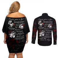 Love Skull Couples Matching Off Shoulder Short Dress and Long Sleeve Button Shirts Once Upon A Time I Love You Forever And Always - Wonder Print Shop