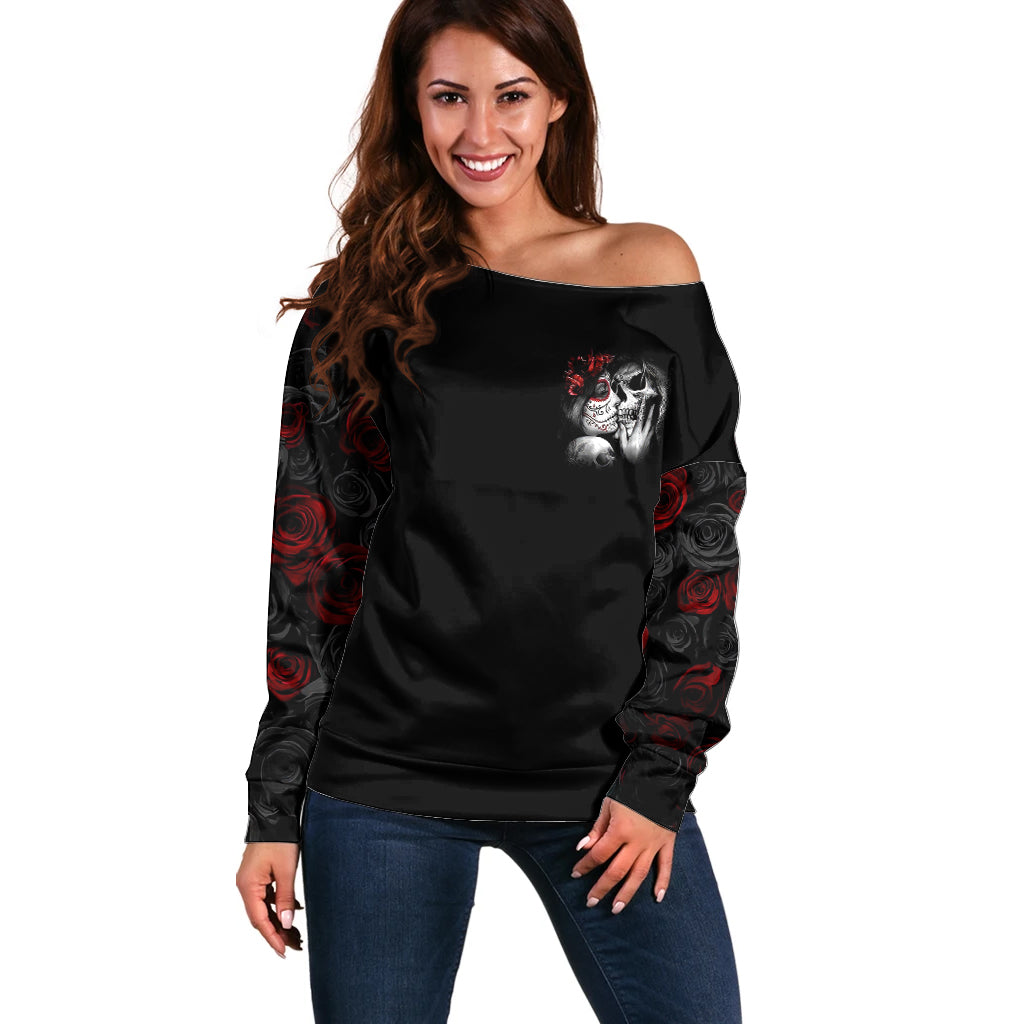 Love Skull Off Shoulder Sweater Once Upon A Time I Love You Forever And Always - Wonder Print Shop
