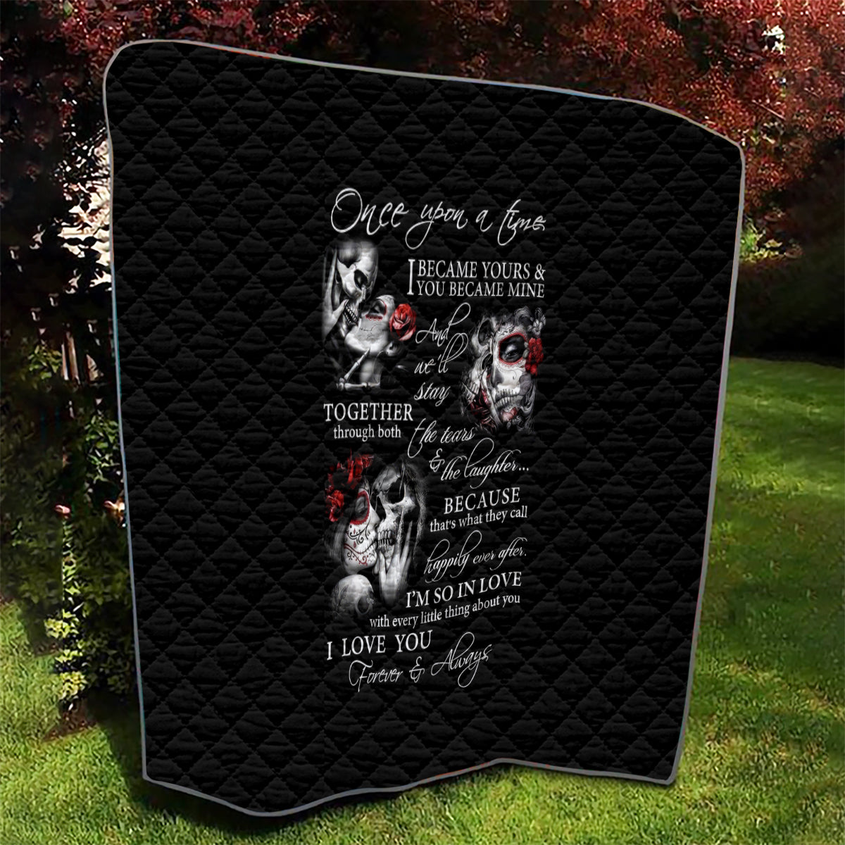 Love Skull Quilt Once Upon A Time I Love You Forever And Always - Wonder Print Shop