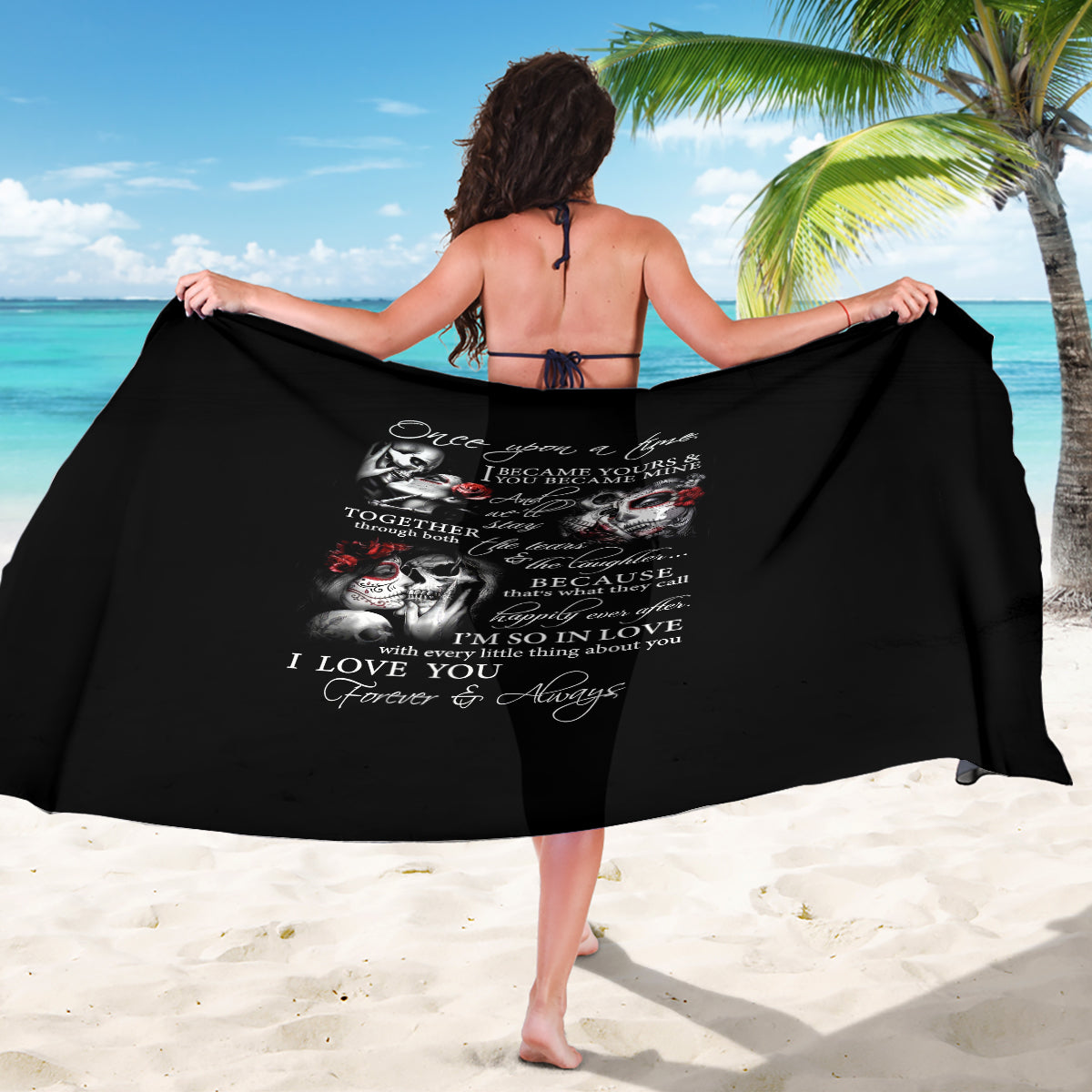 Love Skull Sarong Once Upon A Time I Love You Forever And Always - Wonder Print Shop