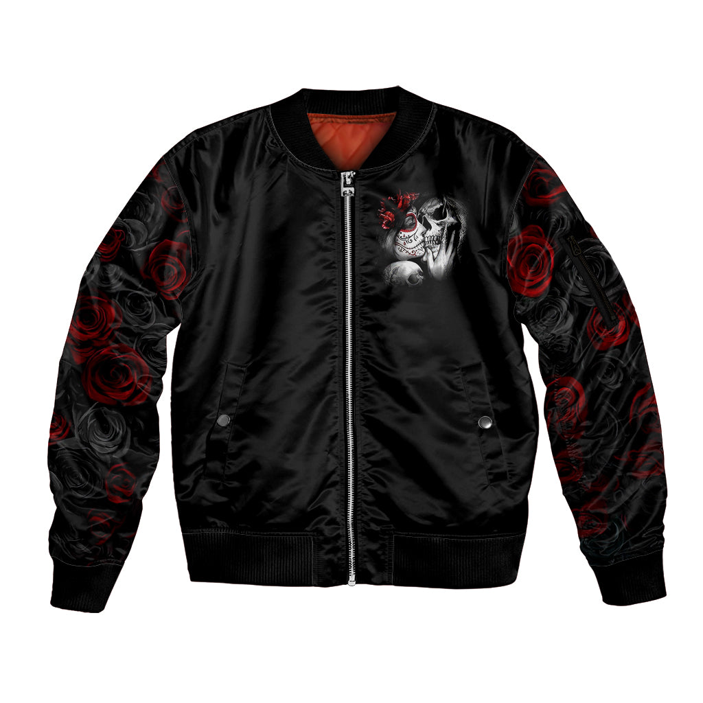 Love Skull Sleeve Zip Bomber Jacket Once Upon A Time I Love You Forever And Always - Wonder Print Shop