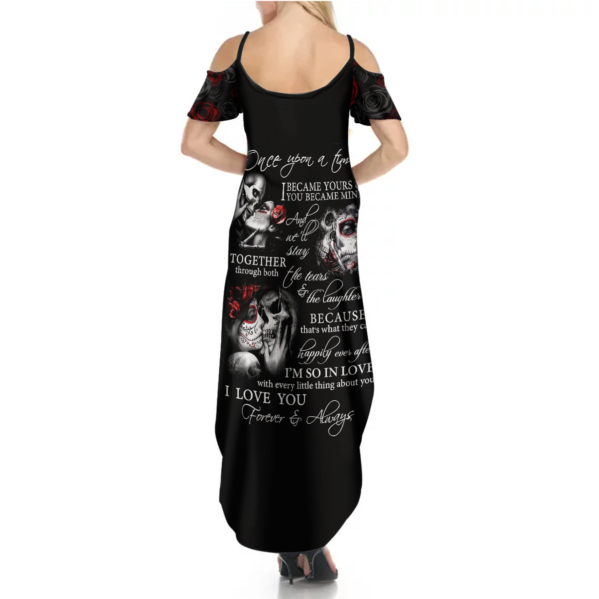 Love Skull Summer Maxi Dress Once Upon A Time I Love You Forever And Always - Wonder Print Shop