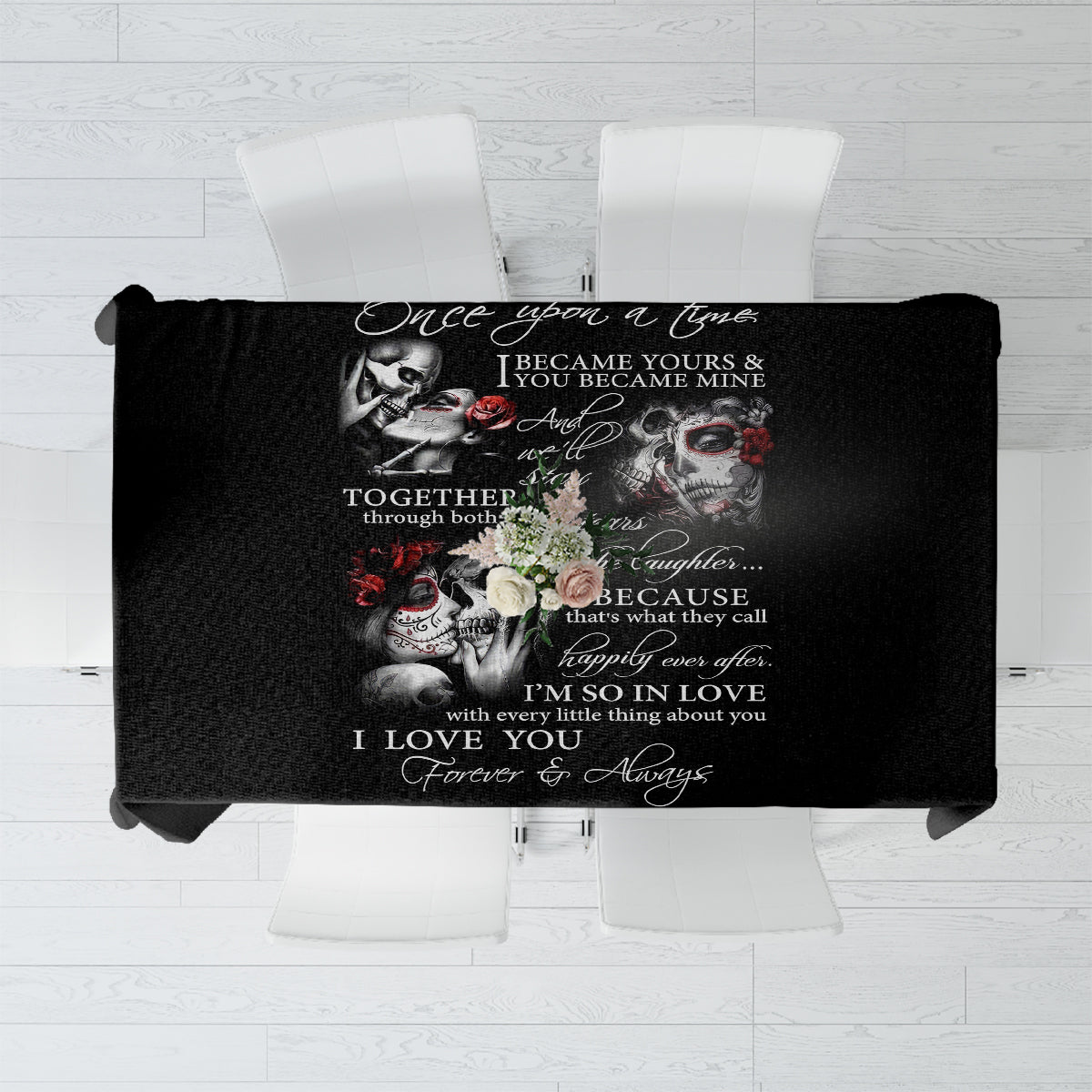 Love Skull Tablecloth Once Upon A Time I Love You Forever And Always - Wonder Print Shop