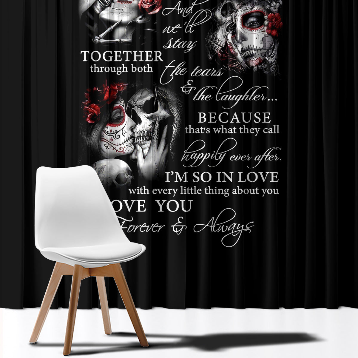 Love Skull Window Curtain Once Upon A Time I Love You Forever And Always - Wonder Print Shop