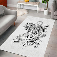 Art Skull Area Rug Rock Paper Scissors Throat Punch I Win - Wonder Print Shop