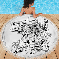 Art Skull Beach Blanket Rock Paper Scissors Throat Punch I Win - Wonder Print Shop