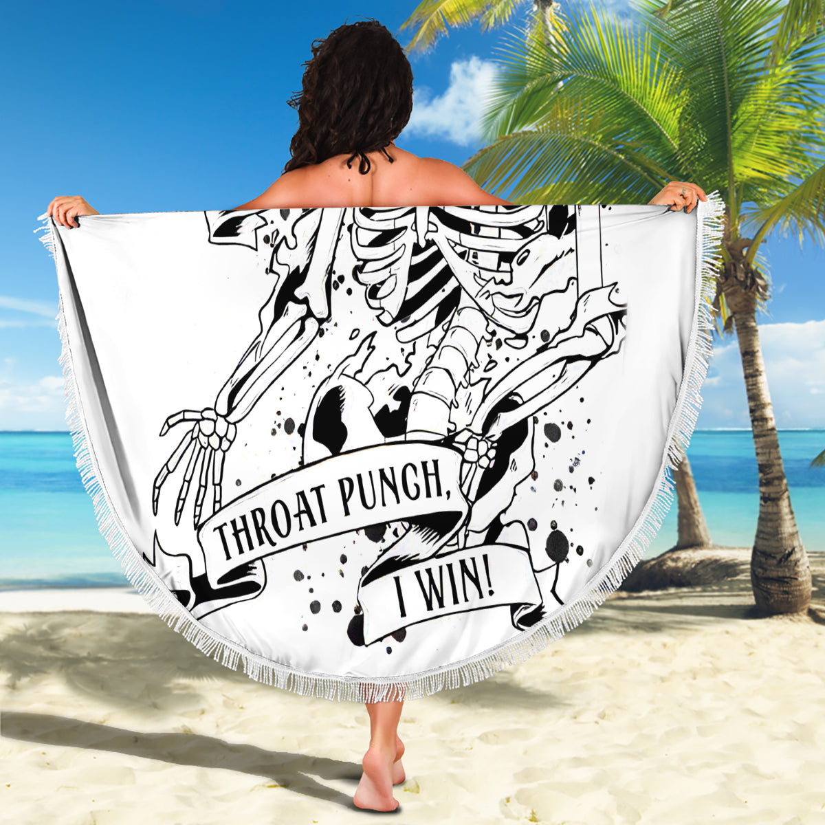 Art Skull Beach Blanket Rock Paper Scissors Throat Punch I Win - Wonder Print Shop
