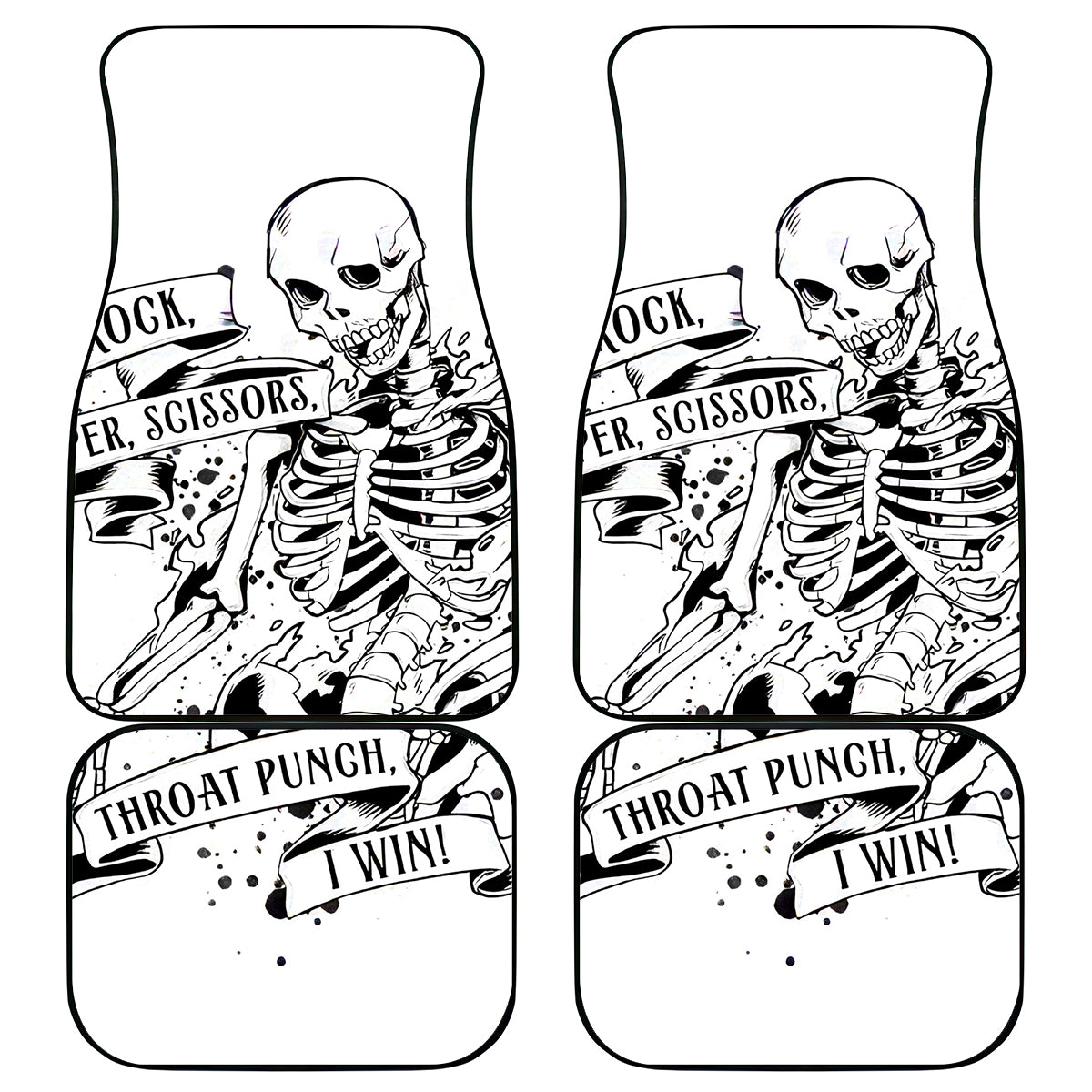 Art Skull Car Mats Rock Paper Scissors Throat Punch I Win - Wonder Print Shop