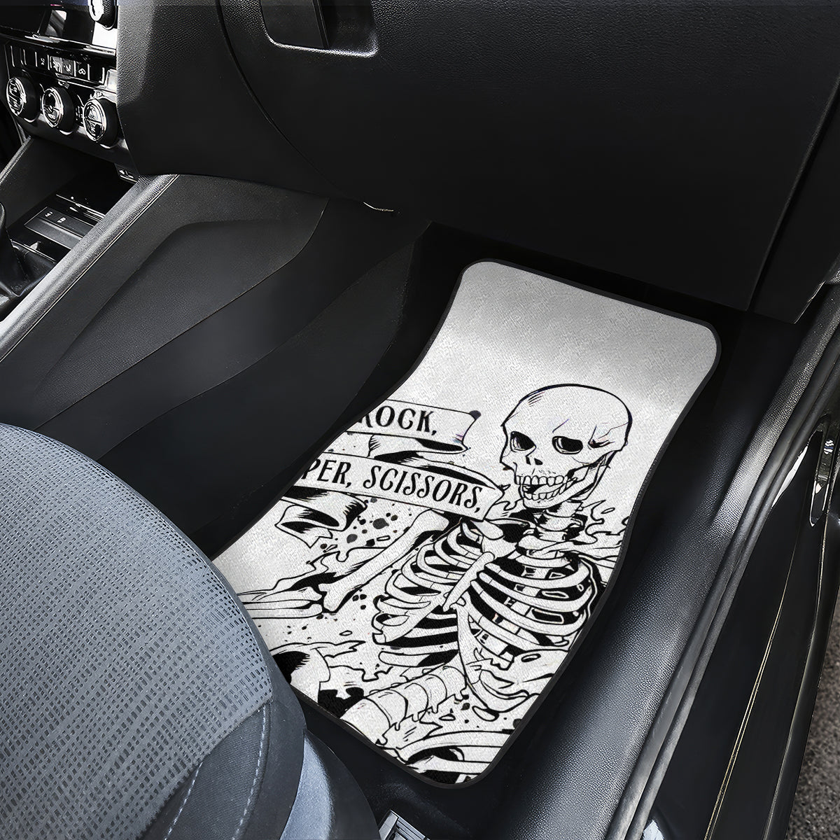 Art Skull Car Mats Rock Paper Scissors Throat Punch I Win - Wonder Print Shop