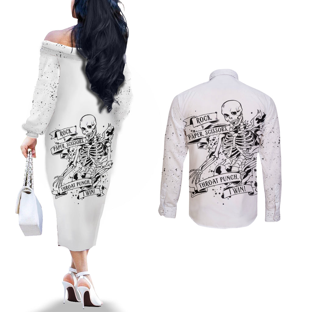 art-skull-couples-matching-off-the-shoulder-long-sleeve-dress-and-long-sleeve-button-shirts-rock-paper-scissors-throat-punch-i-win