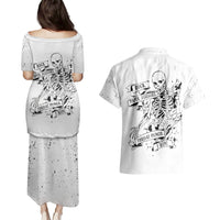 Art Skull Couples Matching Puletasi Dress and Hawaiian Shirt Rock Paper Scissors Throat Punch I Win - Wonder Print Shop