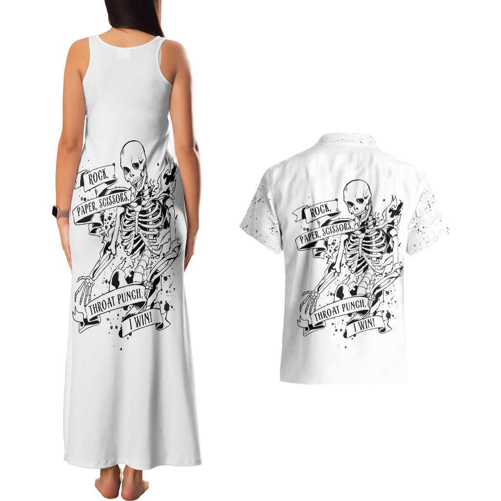 Art Skull Couples Matching Tank Maxi Dress and Hawaiian Shirt Rock Paper Scissors Throat Punch I Win - Wonder Print Shop
