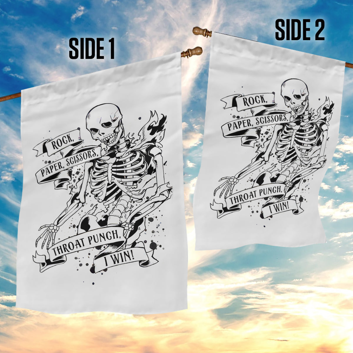 Art Skull Garden Flag Rock Paper Scissors Throat Punch I Win - Wonder Print Shop