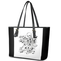 Art Skull Leather Tote Bag Rock Paper Scissors Throat Punch I Win - Wonder Print Shop