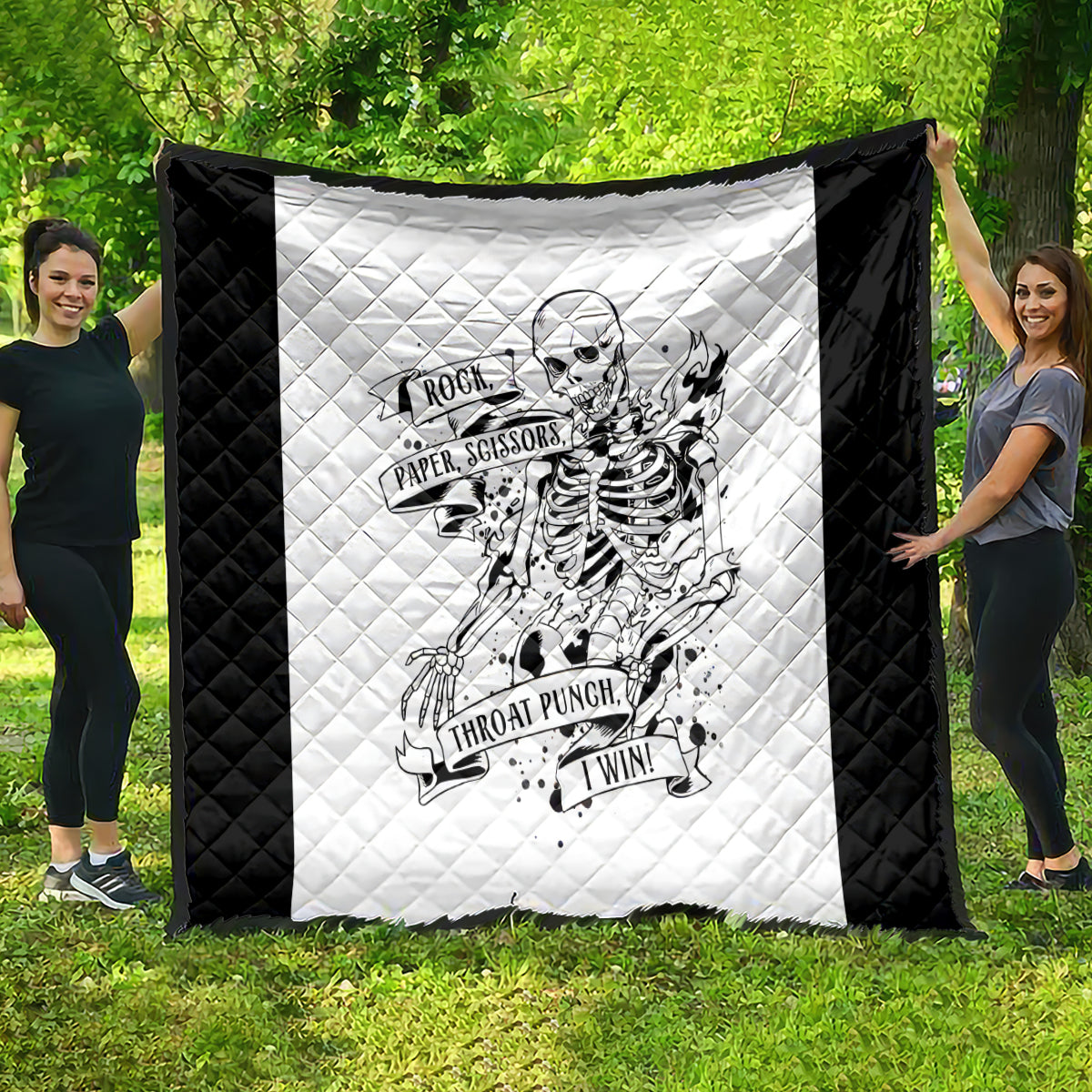 Art Skull Quilt Rock Paper Scissors Throat Punch I Win - Wonder Print Shop
