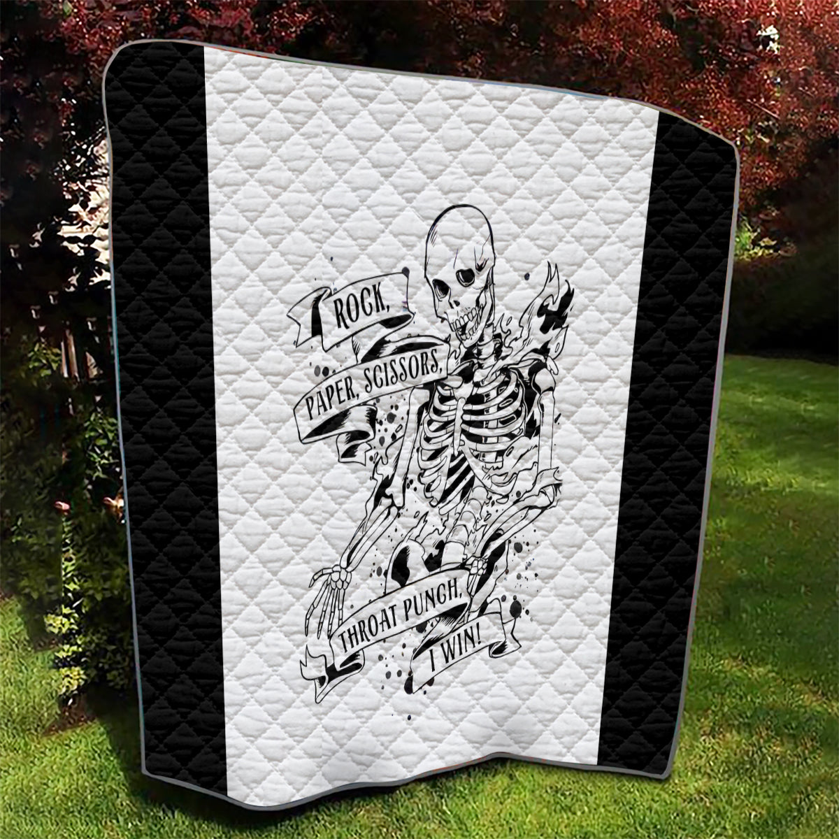 Art Skull Quilt Rock Paper Scissors Throat Punch I Win - Wonder Print Shop