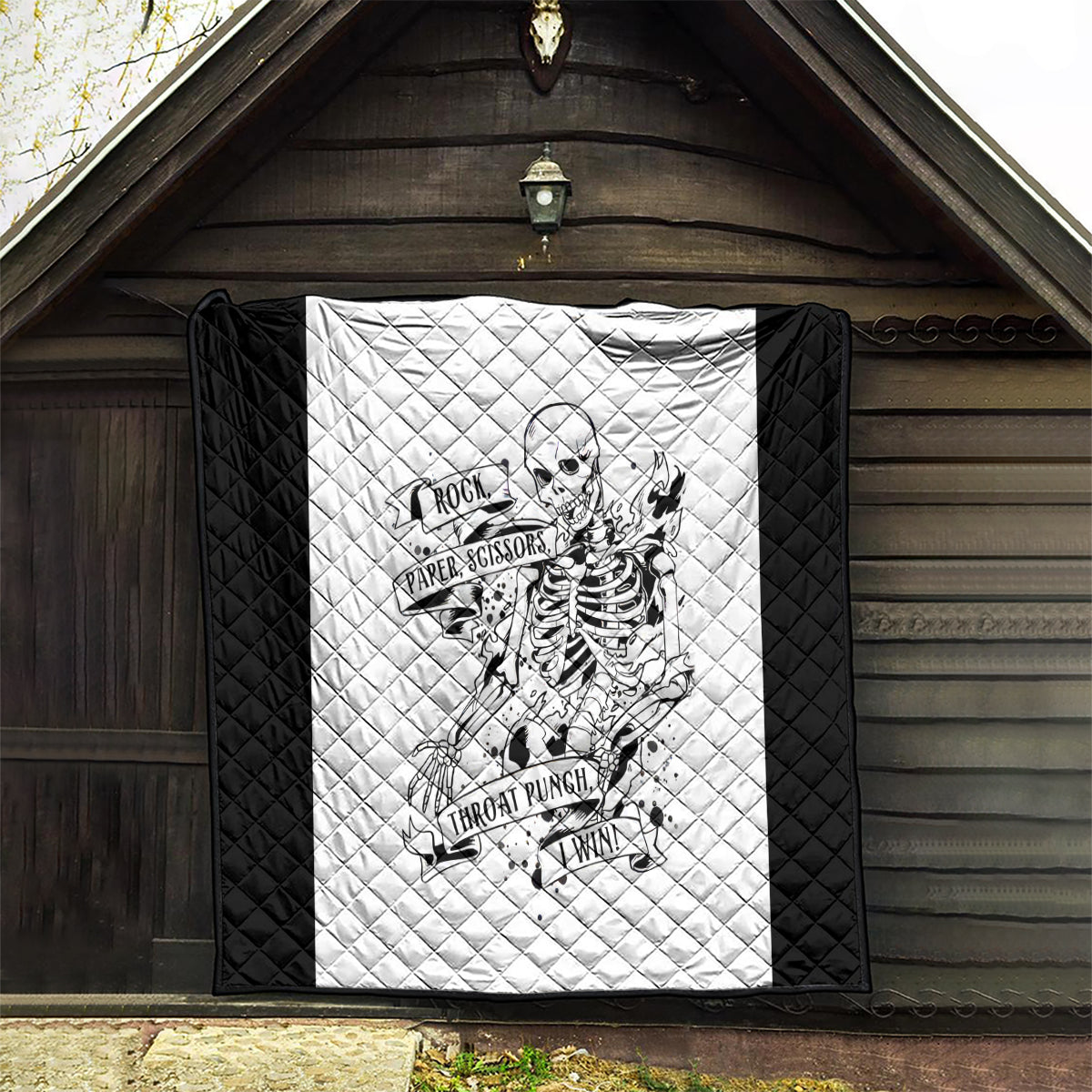 Art Skull Quilt Rock Paper Scissors Throat Punch I Win - Wonder Print Shop