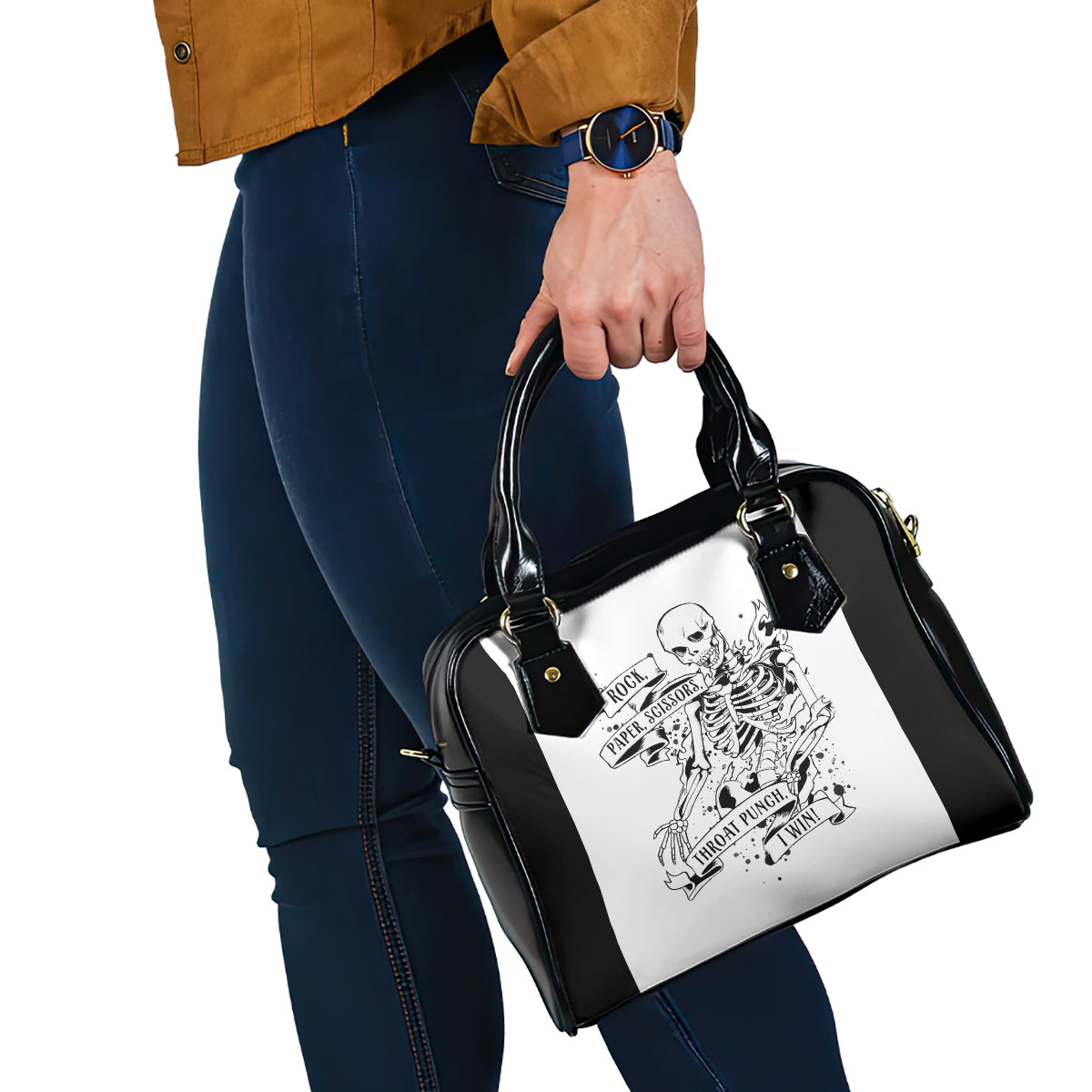 art-skull-shoulder-handbag-rock-paper-scissors-throat-punch-i-win
