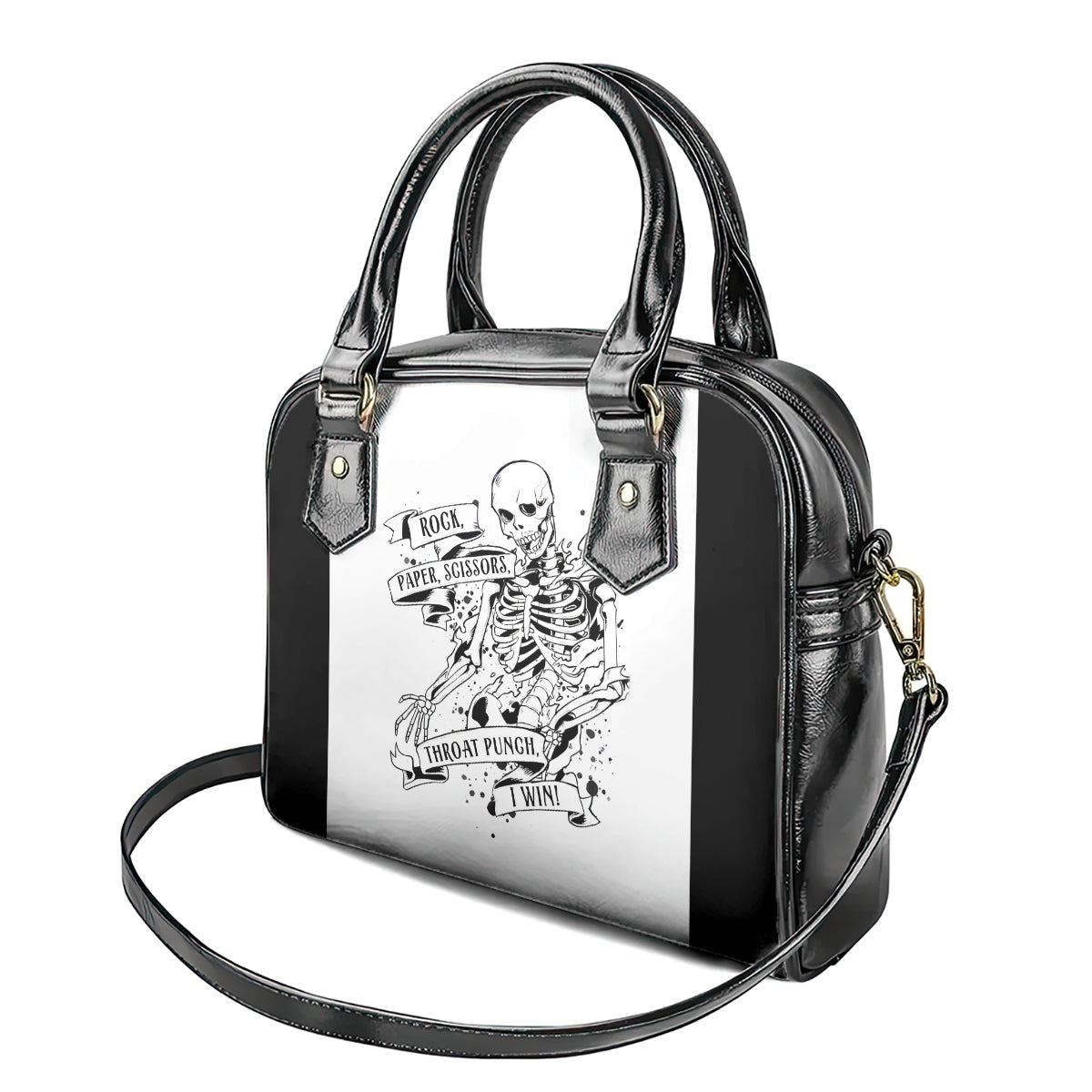 art-skull-shoulder-handbag-rock-paper-scissors-throat-punch-i-win