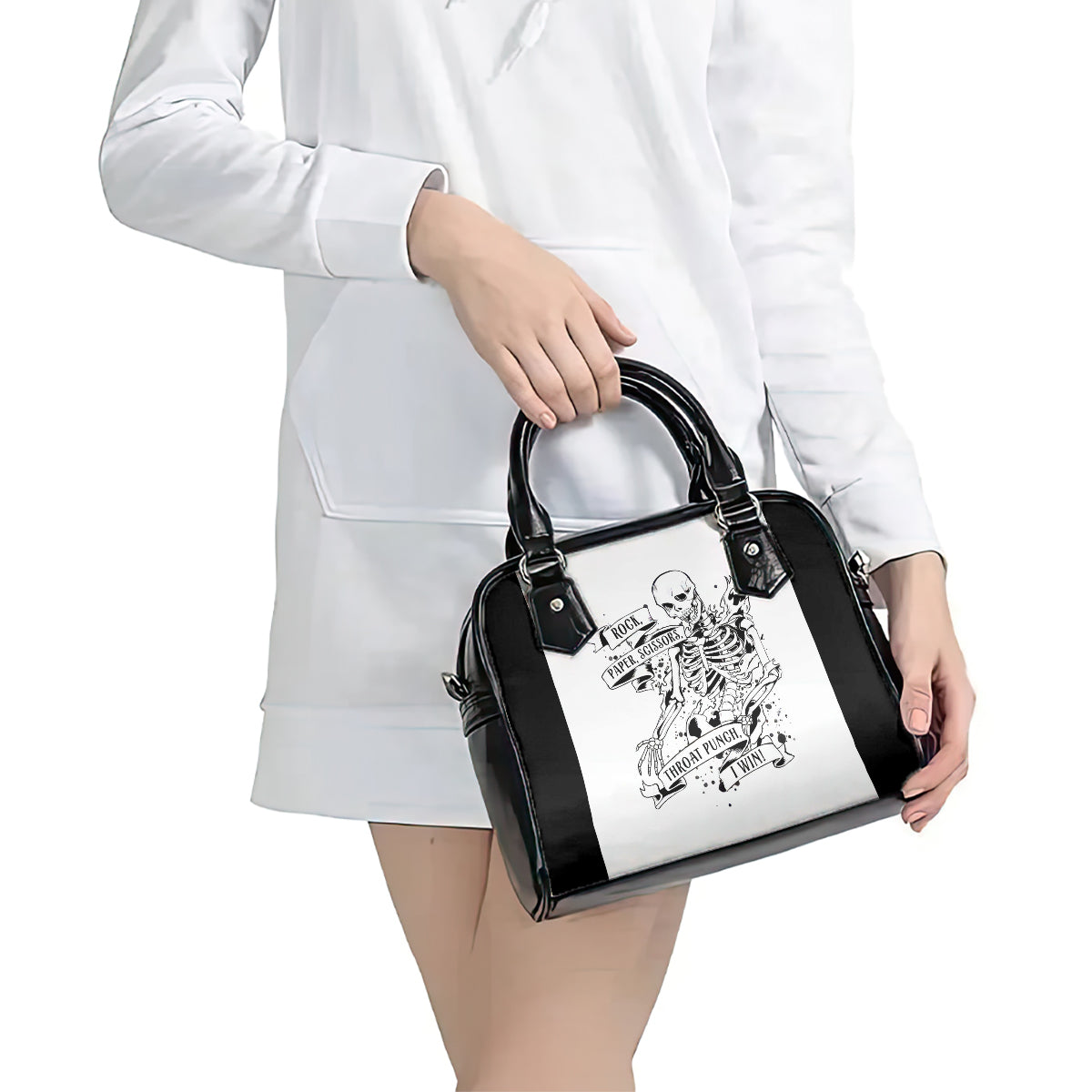 art-skull-shoulder-handbag-rock-paper-scissors-throat-punch-i-win