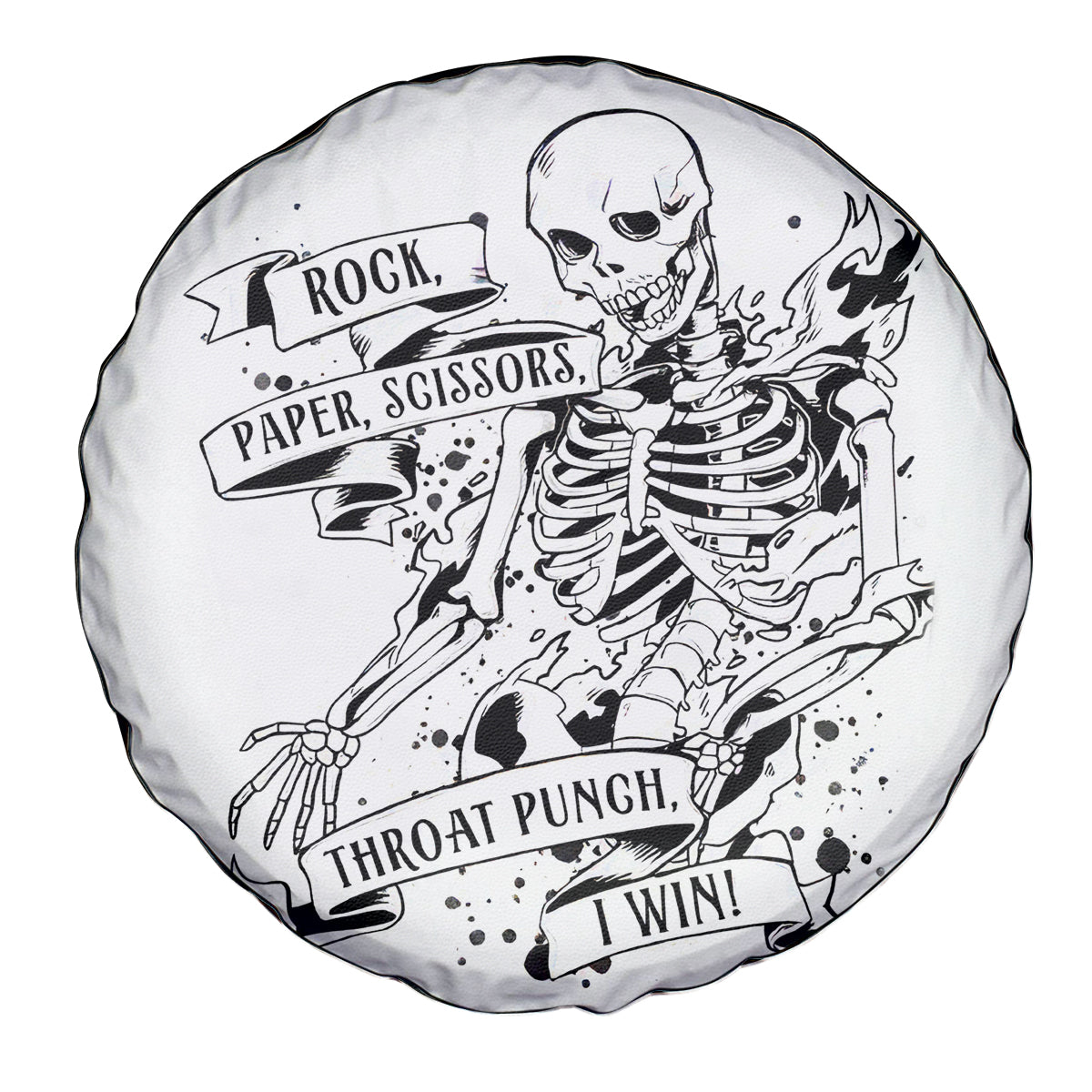 Art Skull Spare Tire Cover Rock Paper Scissors Throat Punch I Win - Wonder Print Shop