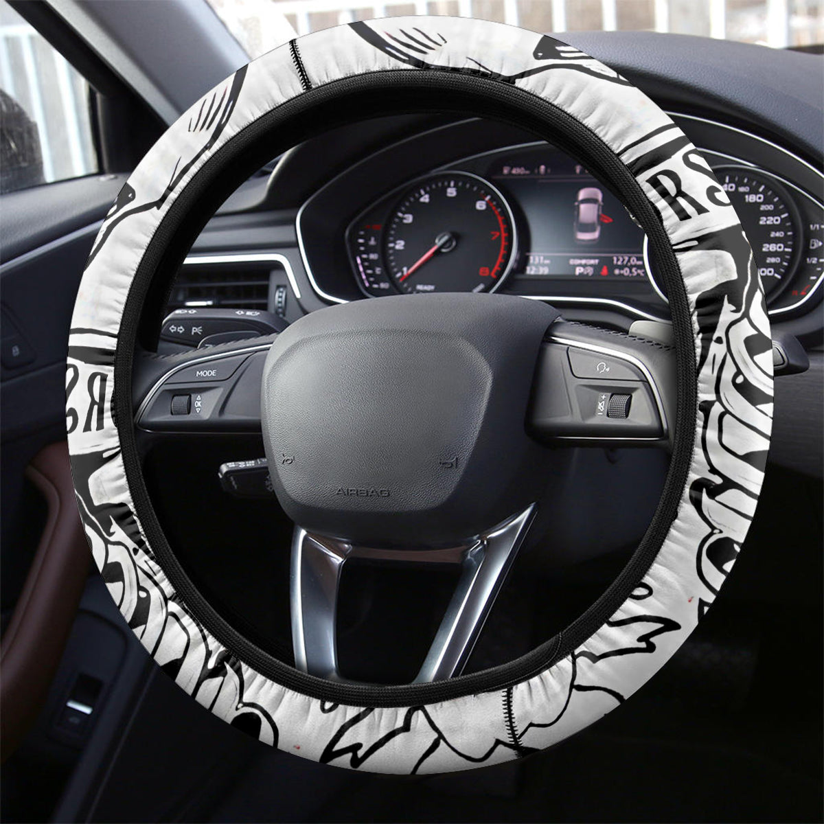 Art Skull Steering Wheel Cover Rock Paper Scissors Throat Punch I Win - Wonder Print Shop