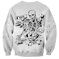Art Skull Sweatshirt Rock Paper Scissors Throat Punch I Win - Wonder Print Shop