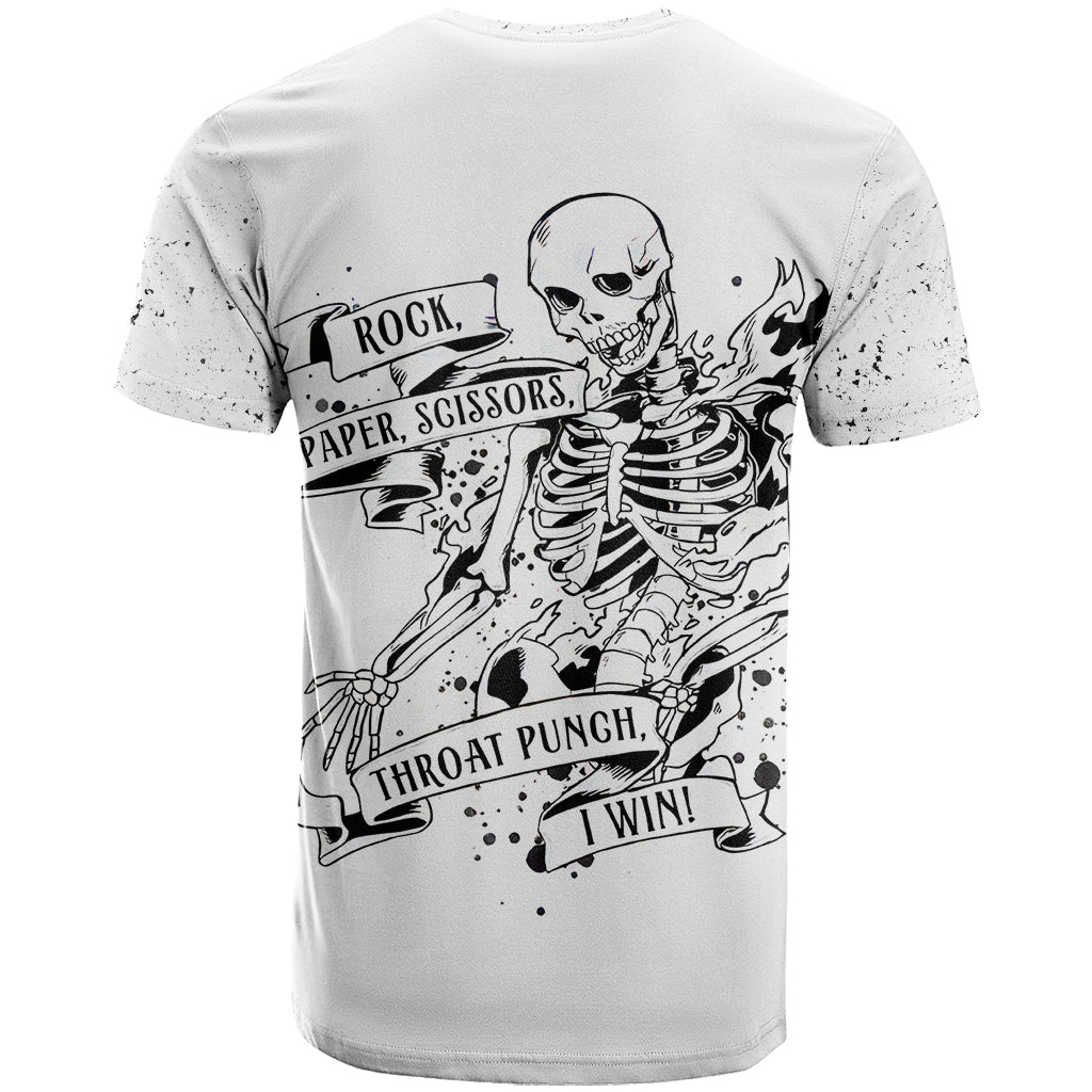 Art Skull T Shirt Rock Paper Scissors Throat Punch I Win - Wonder Print Shop