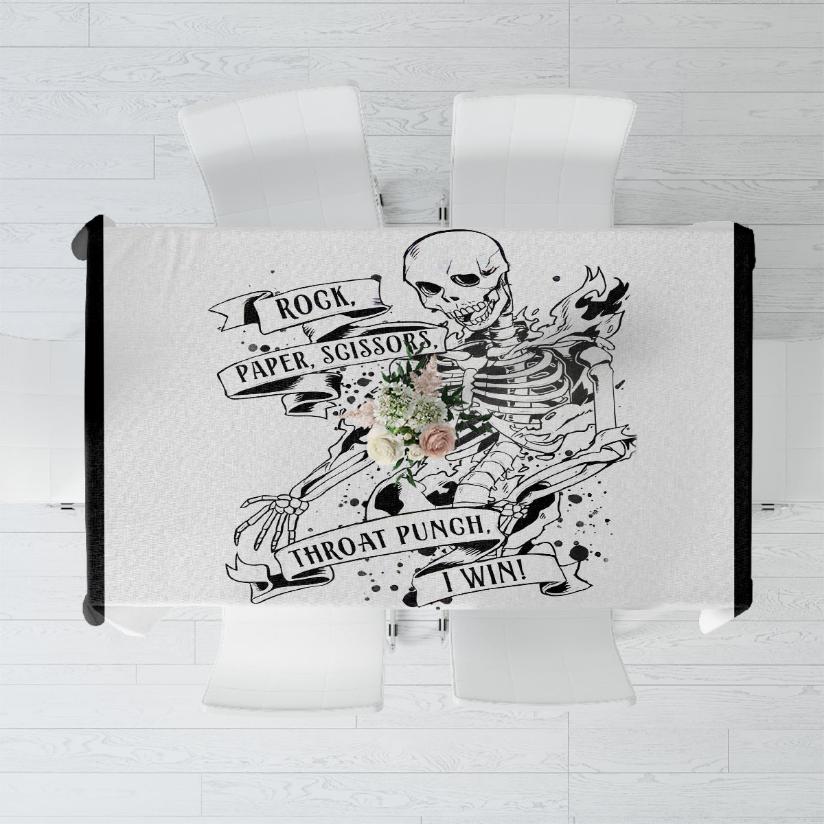 Art Skull Tablecloth Rock Paper Scissors Throat Punch I Win - Wonder Print Shop