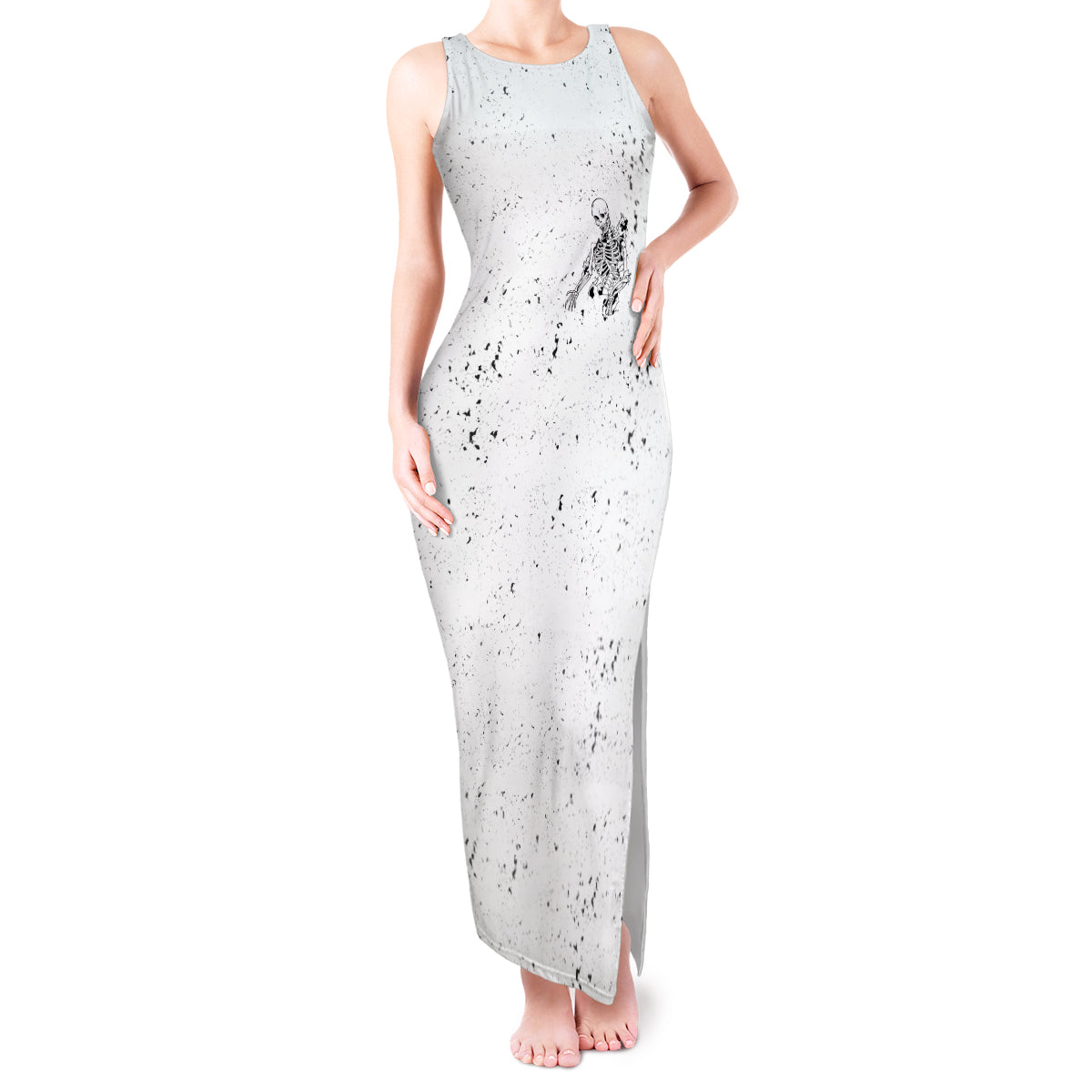 Art Skull Tank Maxi Dress Rock Paper Scissors Throat Punch I Win - Wonder Print Shop