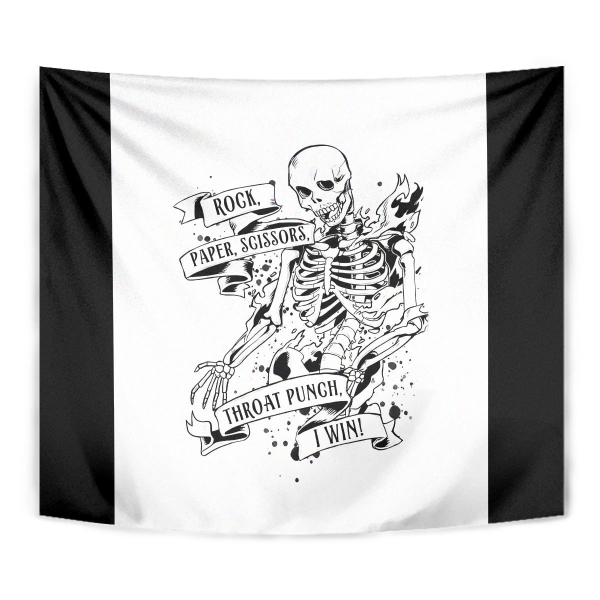 Art Skull Tapestry Rock Paper Scissors Throat Punch I Win - Wonder Print Shop