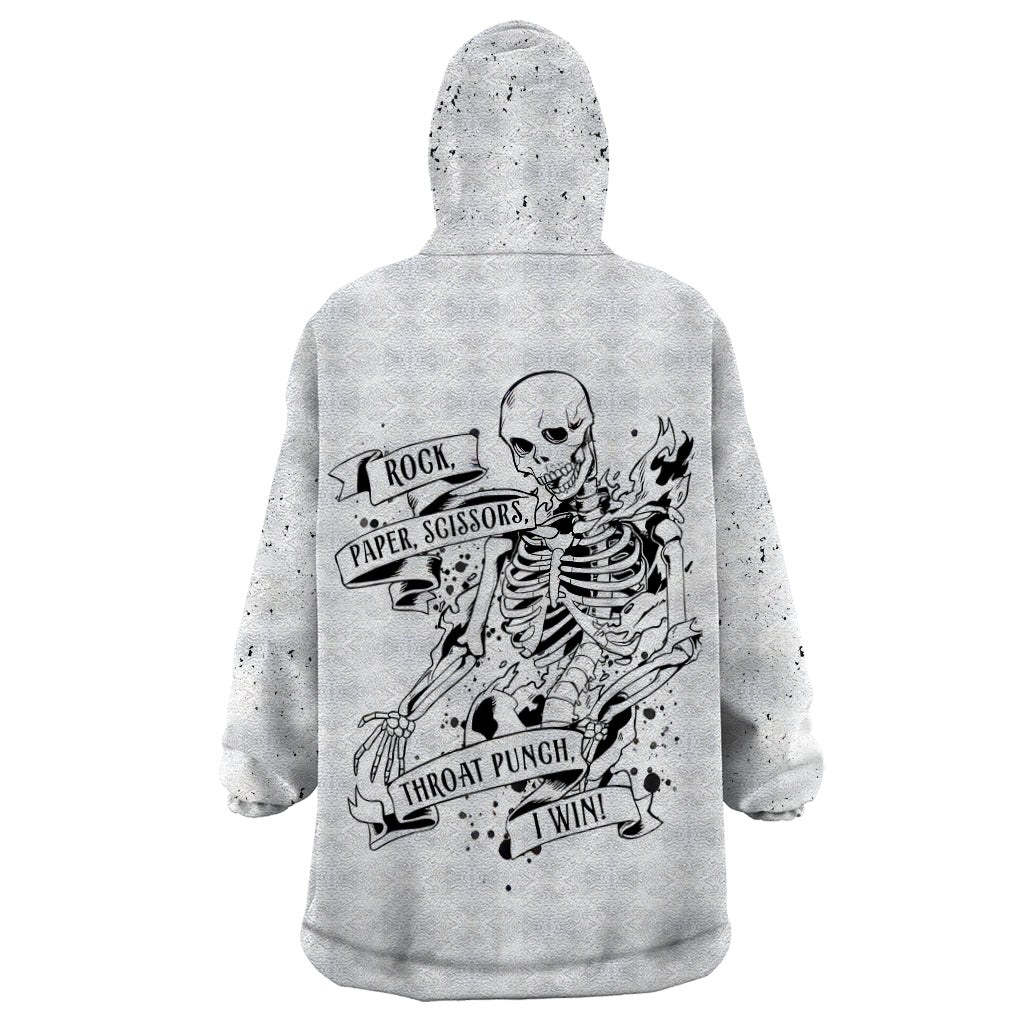 Art Skull Wearable Blanket Hoodie Rock Paper Scissors Throat Punch I Win - Wonder Print Shop