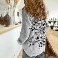 Art Skull Women Casual Shirt Rock Paper Scissors Throat Punch I Win - Wonder Print Shop