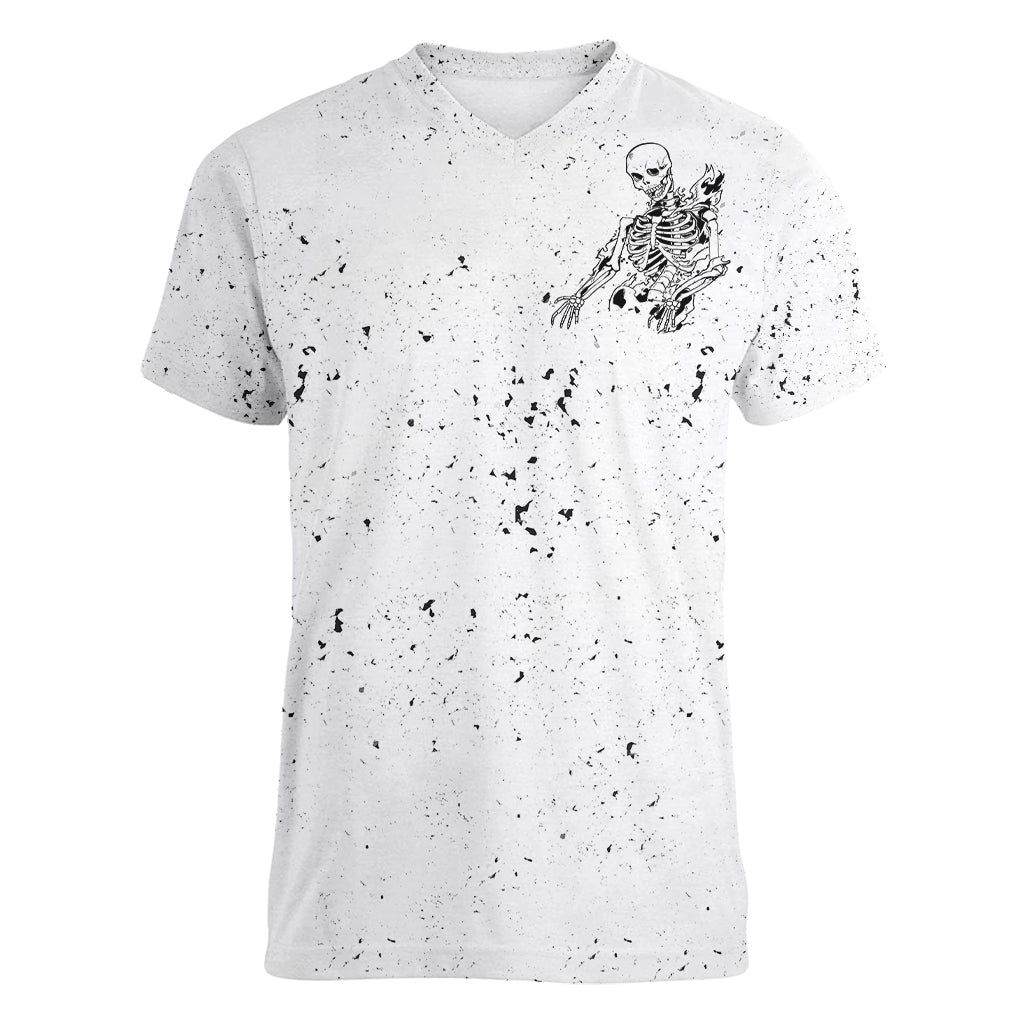 Art Skull Women V Neck T Shirt Rock Paper Scissors Throat Punch I Win - Wonder Print Shop