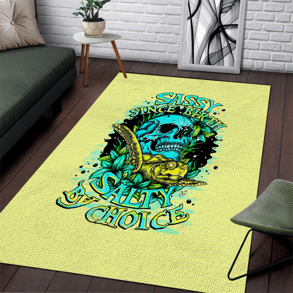 Turtle Skull Area Rug Sassy Since Birth Salty By Choice - Wonder Print Shop