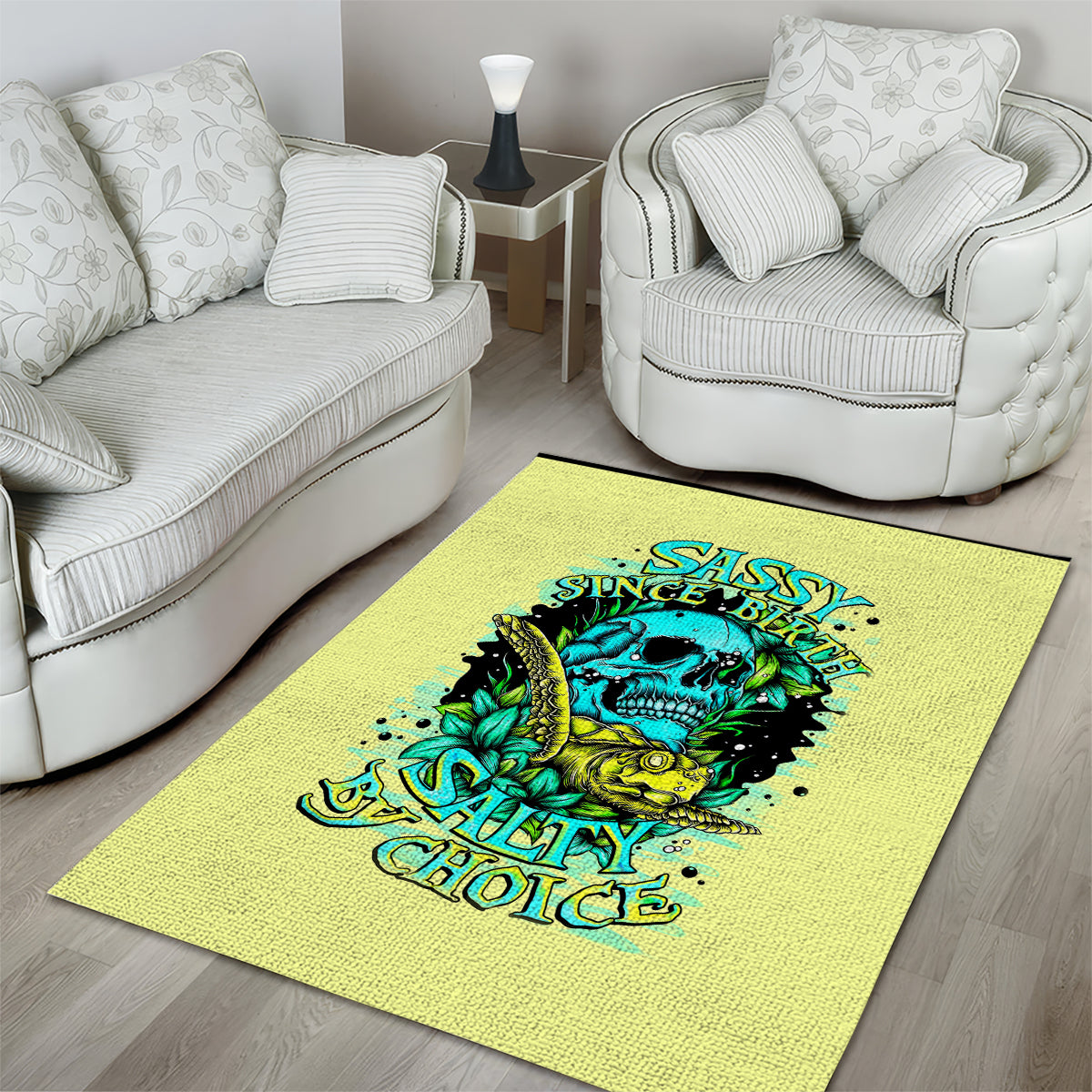 Turtle Skull Area Rug Sassy Since Birth Salty By Choice - Wonder Print Shop