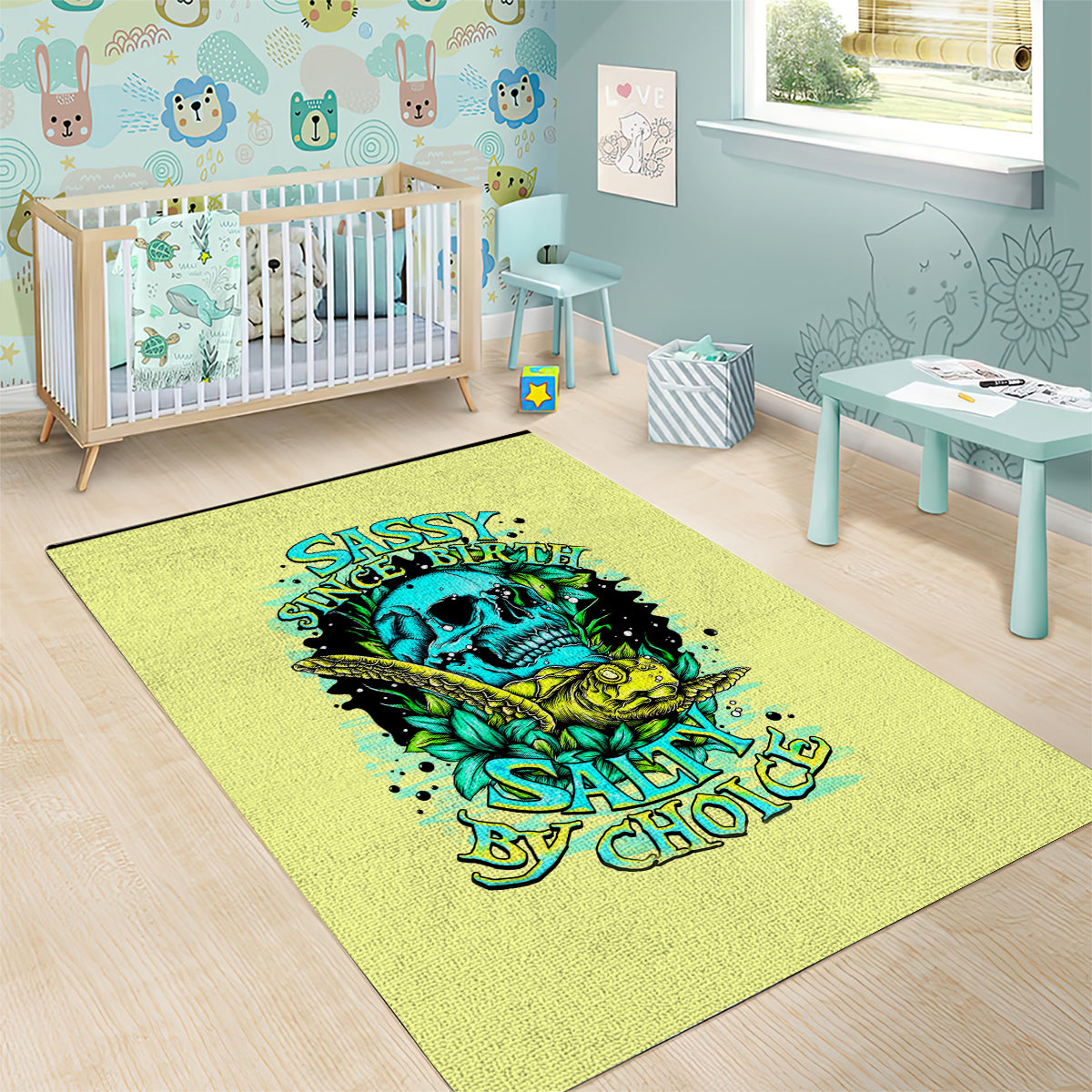 Turtle Skull Area Rug Sassy Since Birth Salty By Choice - Wonder Print Shop