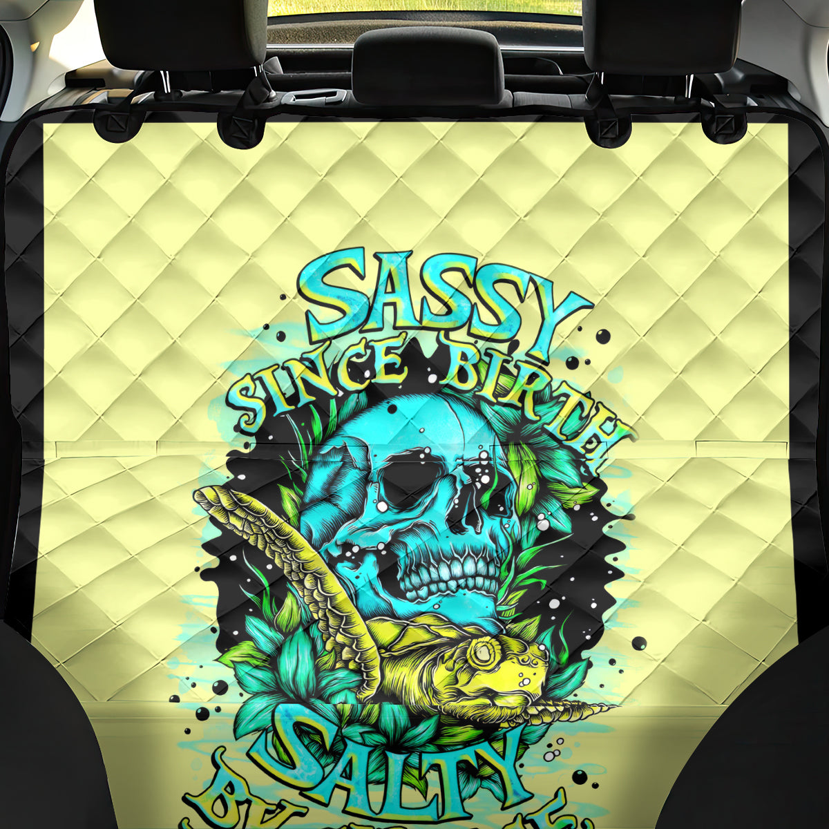 Turtle Skull Back Car Seat Cover Sassy Since Birth Salty By Choice - Wonder Print Shop