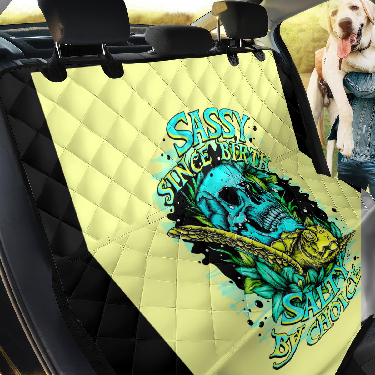 Turtle Skull Back Car Seat Cover Sassy Since Birth Salty By Choice - Wonder Print Shop