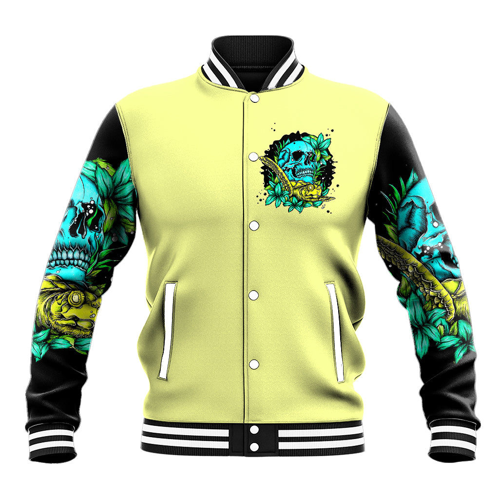 Turtle Skull Baseball Jacket Sassy Since Birth Salty By Choice - Wonder Print Shop