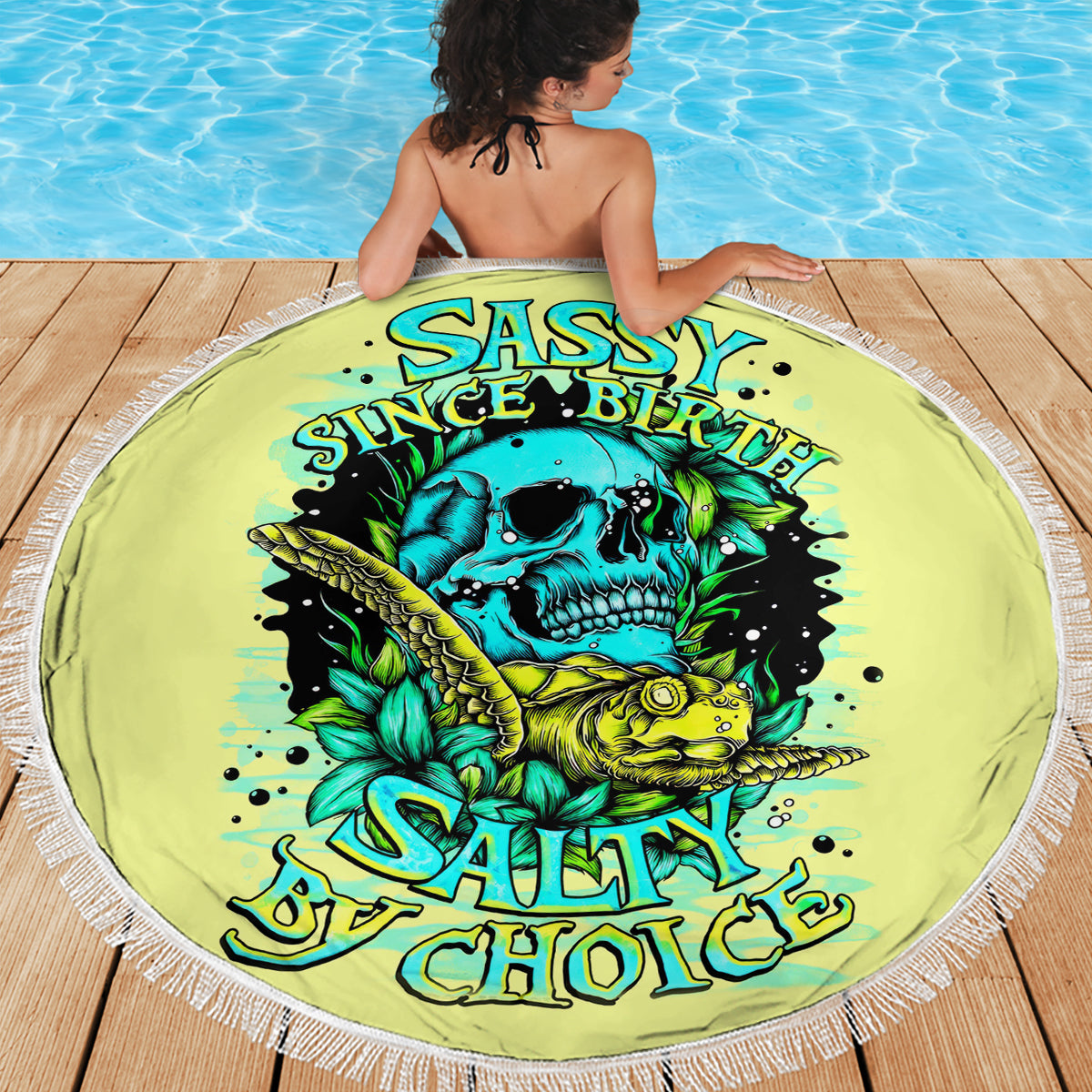Turtle Skull Beach Blanket Sassy Since Birth Salty By Choice - Wonder Print Shop