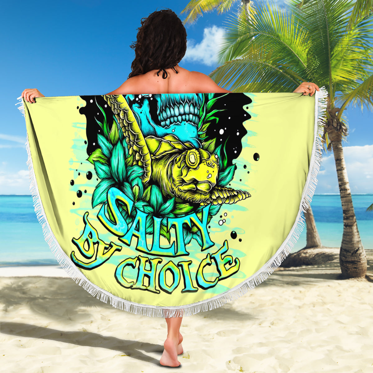 Turtle Skull Beach Blanket Sassy Since Birth Salty By Choice - Wonder Print Shop