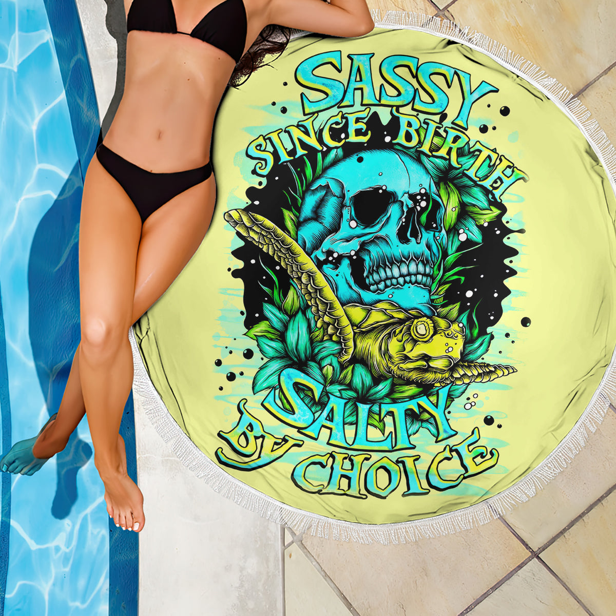 Turtle Skull Beach Blanket Sassy Since Birth Salty By Choice - Wonder Print Shop
