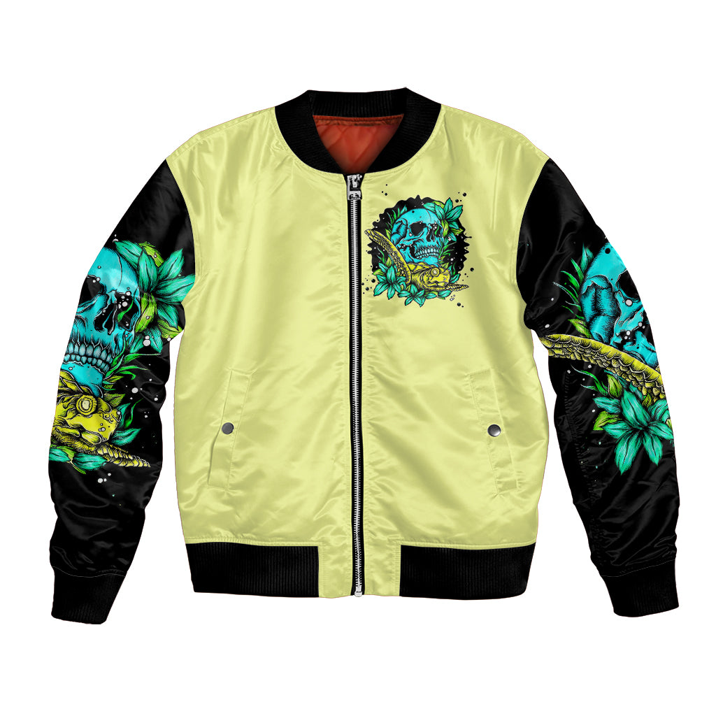 Turtle Skull Bomber Jacket Sassy Since Birth Salty By Choice - Wonder Print Shop
