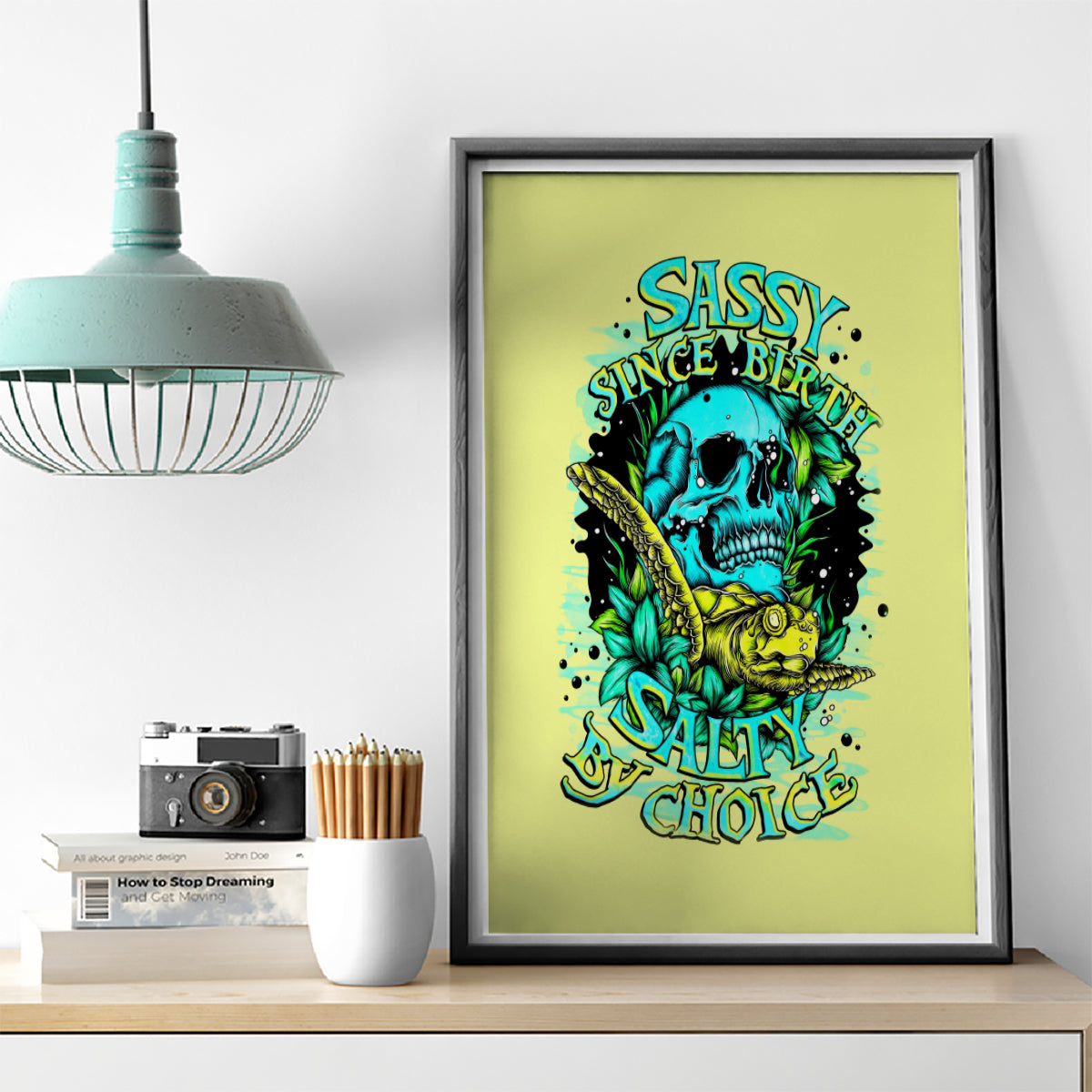 Turtle Skull Canvas Wall Art Sassy Since Birth Salty By Choice - Wonder Print Shop